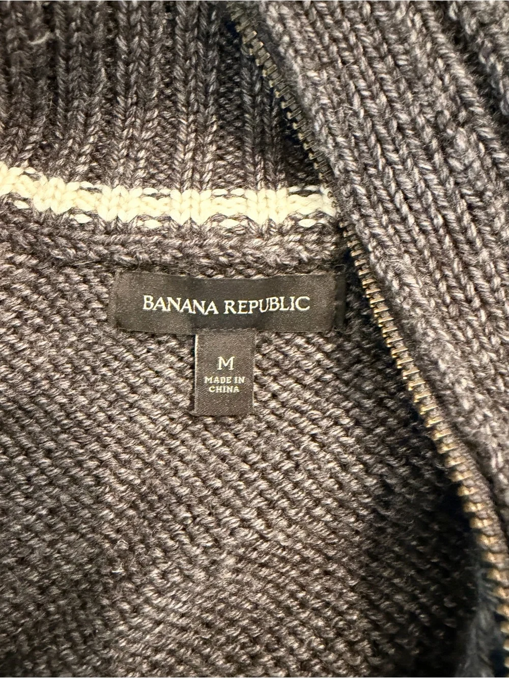 Banana Republic Gray Cable Knit Wool Blend Full Zip Sweater Men’s M
